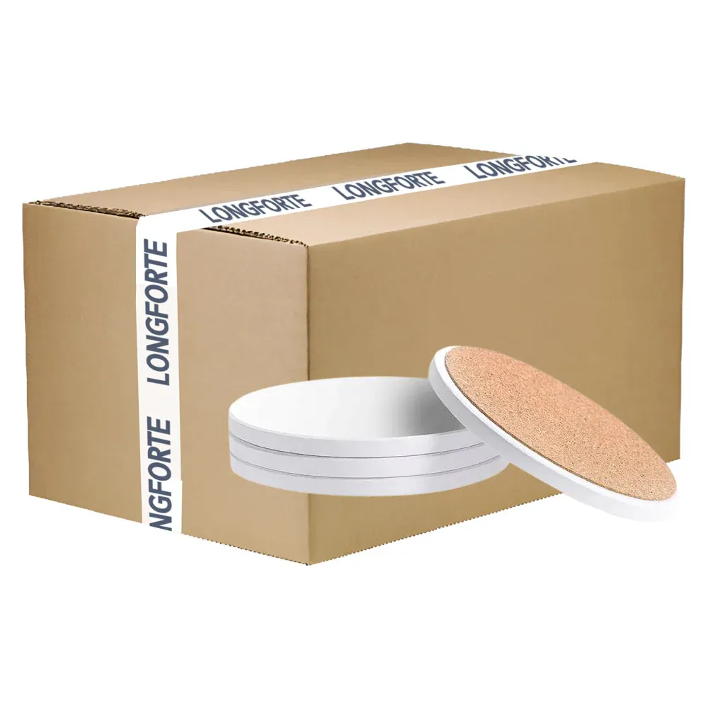 Wholesale Carton - 144 x MATT Coasters - Ceramic - ROUND - 10cm - Cork Base