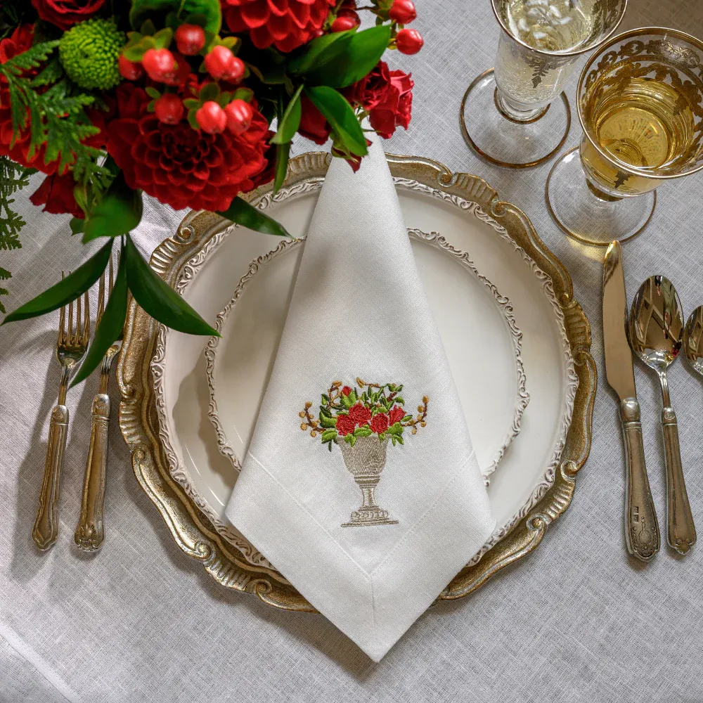 Red Rose Urna Fiorita Large Napkin