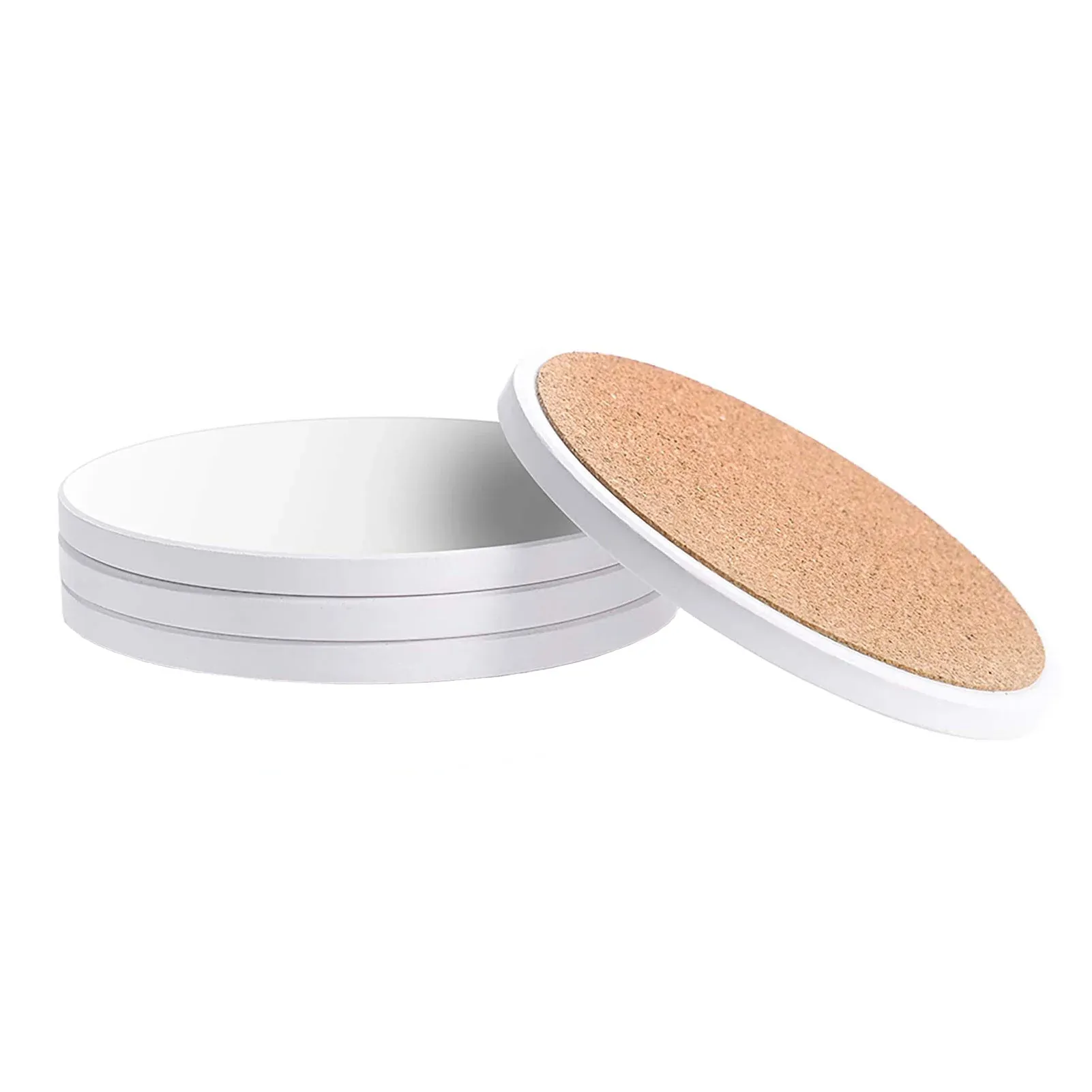 Wholesale Carton - 144 x MATT Coasters - Ceramic - ROUND - 10cm - Cork Base - Image 2