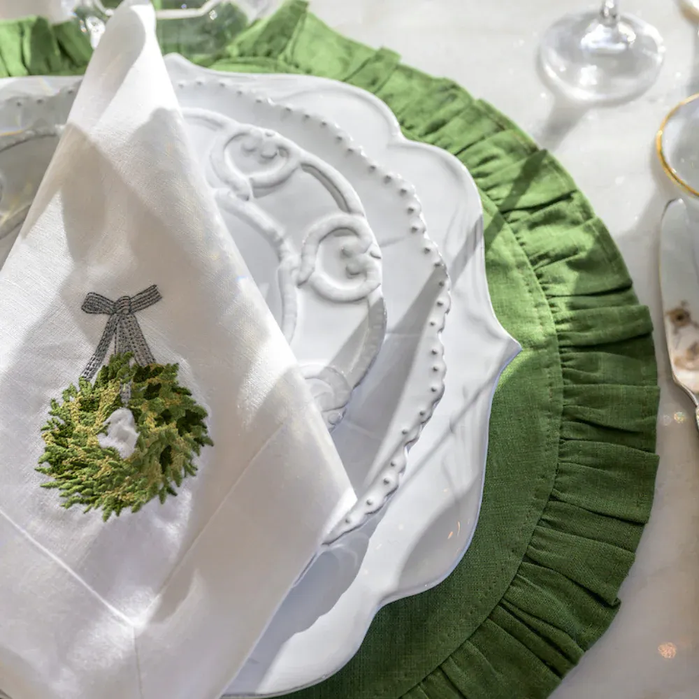 Boxwood Wreath Large Napkin - New - Image 3