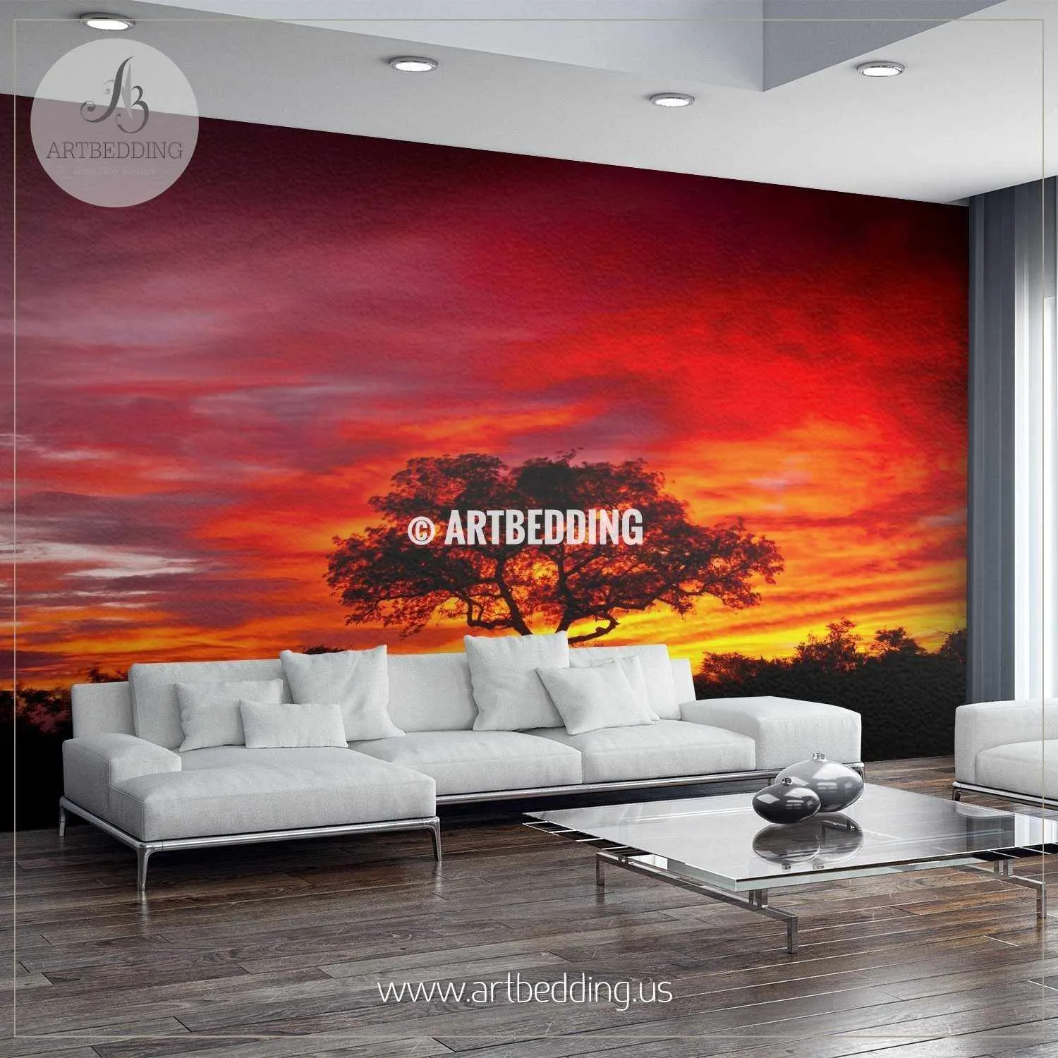 African sunset in the Kruger National Park Wall Mural, Self Adhesive Peel & Stick wall mural
