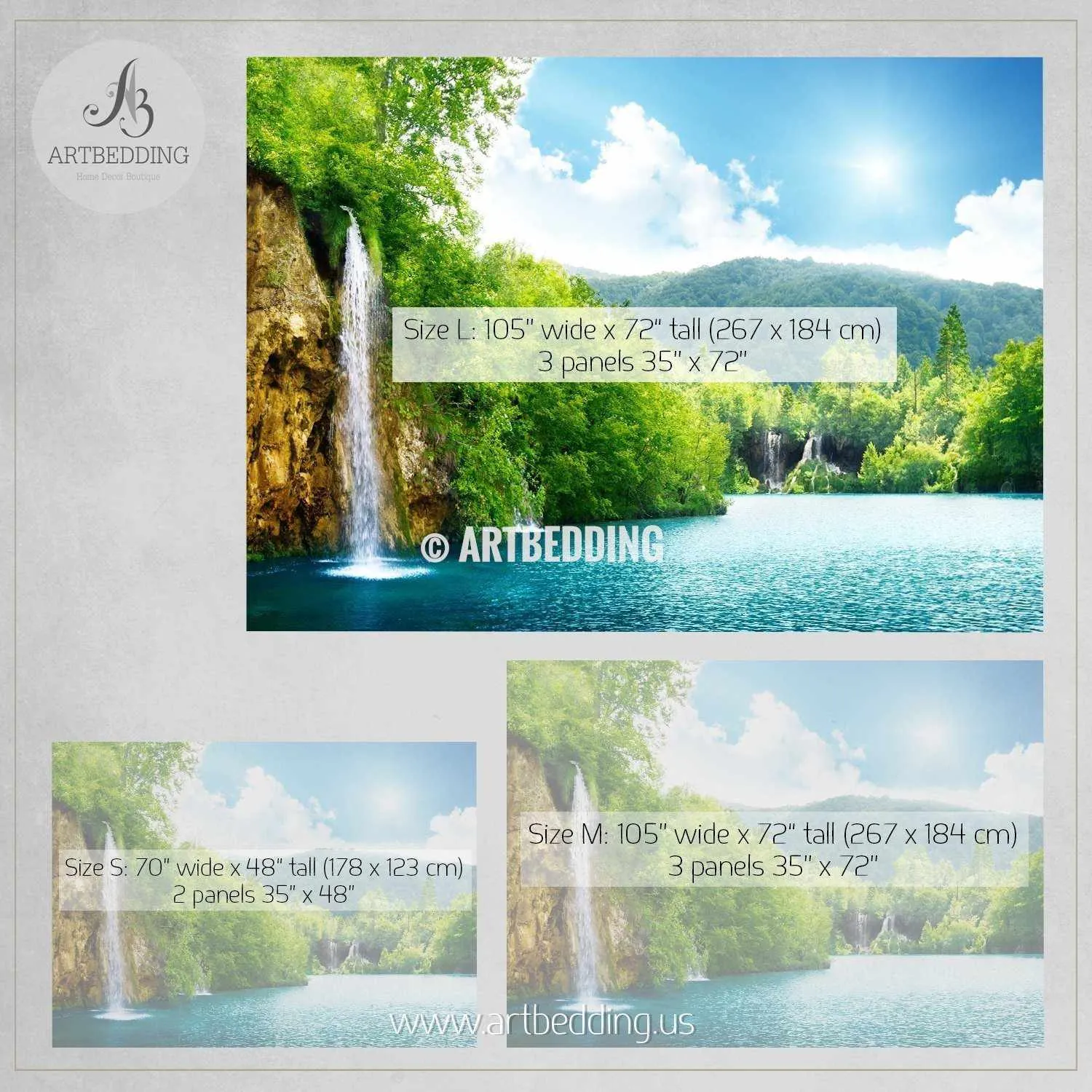 Beautiful Waterfall in Nature Wall Mural, Self Adhesive Peel & Stick wall mural - Image 3