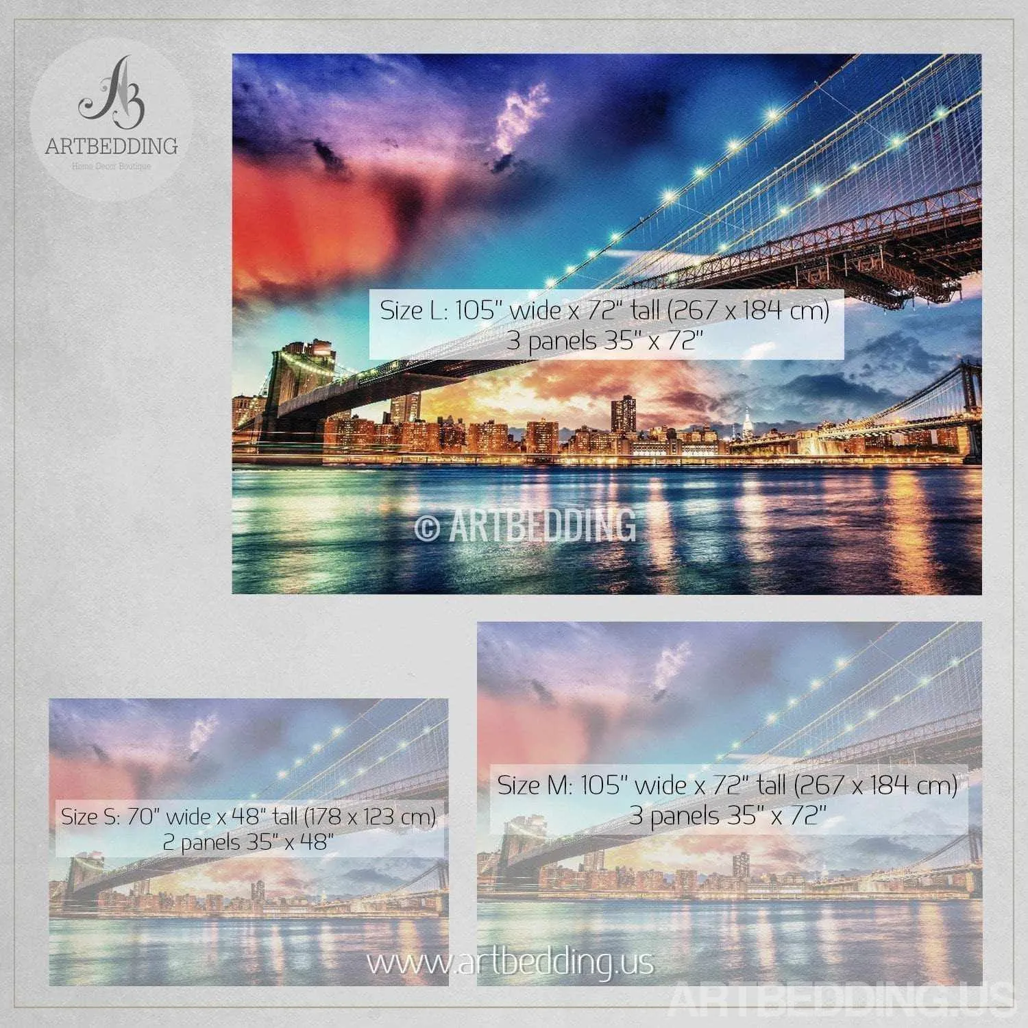 Brooklyn Bridge Wall Mural, New York sunset Photo sticker, New York Downtown skyline wall decor - Image 3