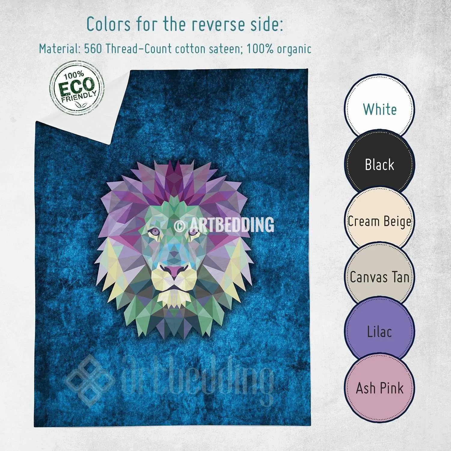 Lion Animal head geometry Duvet cover, Lion Animal totem duvet cover, Lion head animal duvet, custom designer duvet artbedding - Image 2