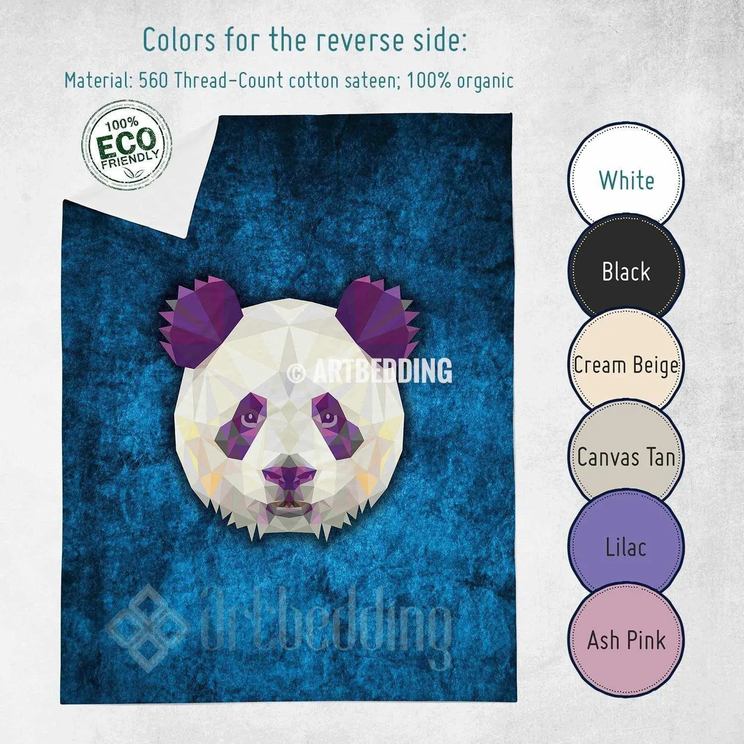 Panda Animal head geometry Duvet cover, Animal totem duvet cover, Panda head animal duvet, custom designer duvet artbedding - Image 2