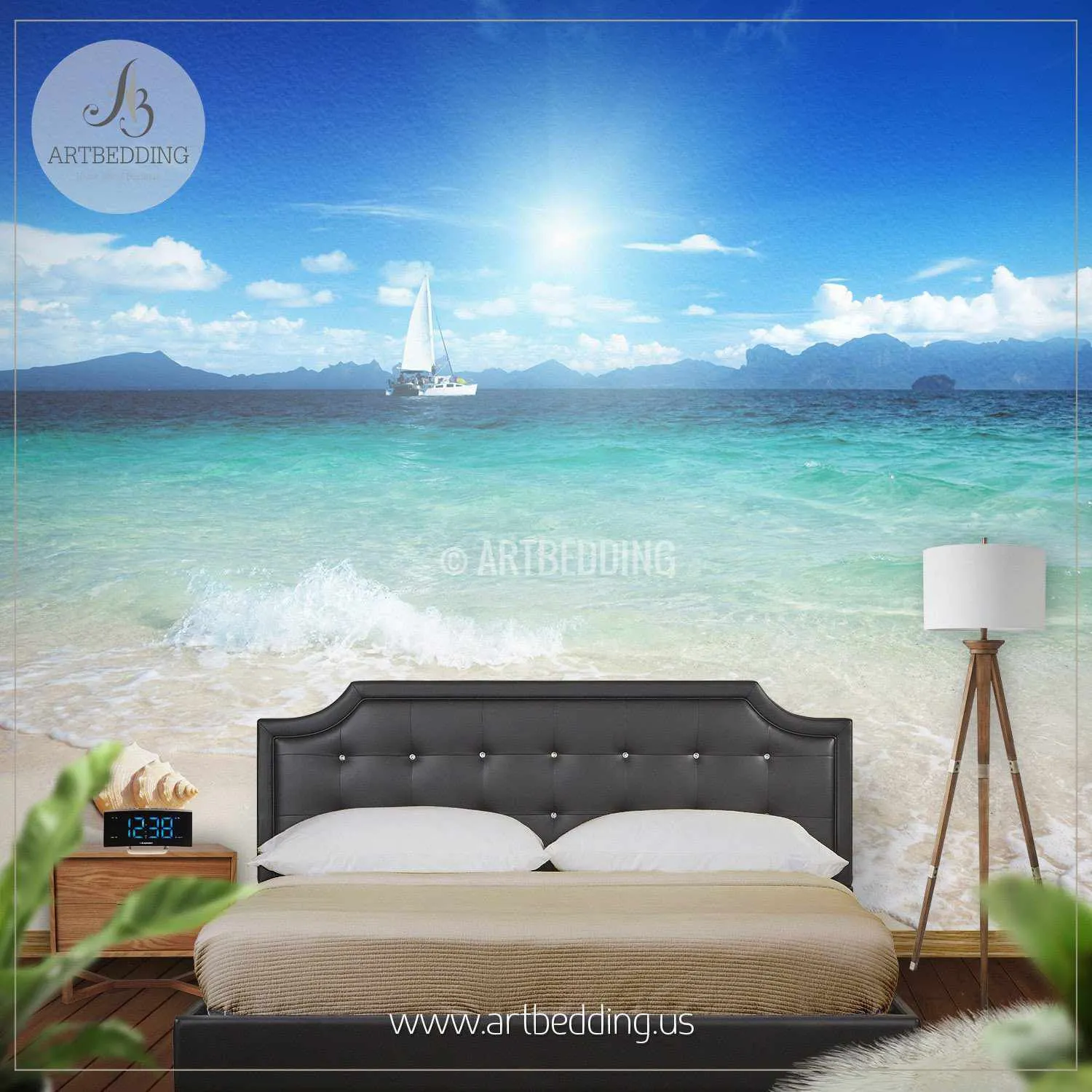 Yacht from the Shore Wall Mural, Self Adhesive Peel & Stick Photo Mural, Nature photo mural home decor - Image 3
